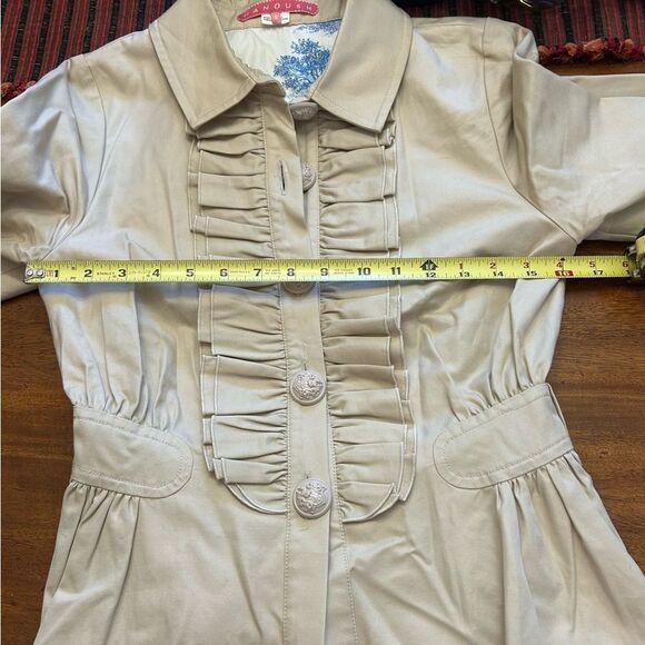 Anthropologie Manoush Women's Cream Light Tan Cropped Blazer Trench Size Small - Picture 8 of 10